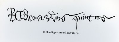 Firma del Rey Eduardo V (1470-83) de English School